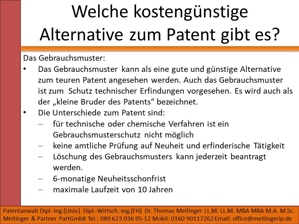 Welche kostengünstige Alternative zum Patent gibt es