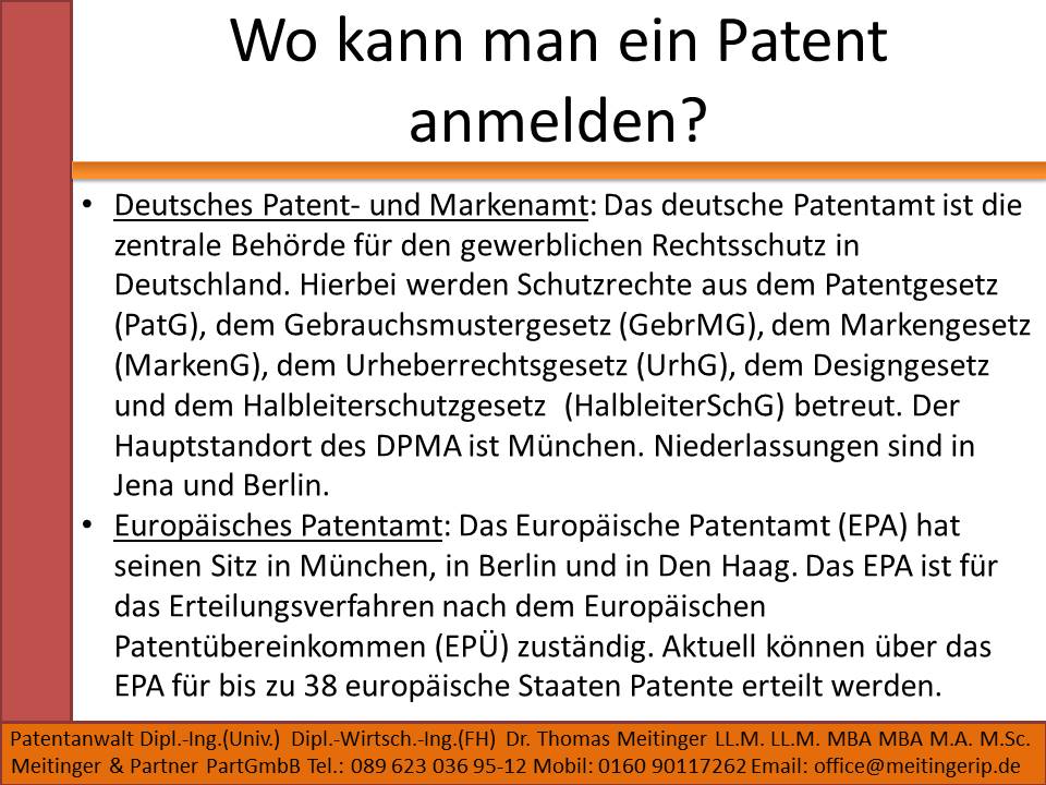 Wo kann man ein Patent anmelden